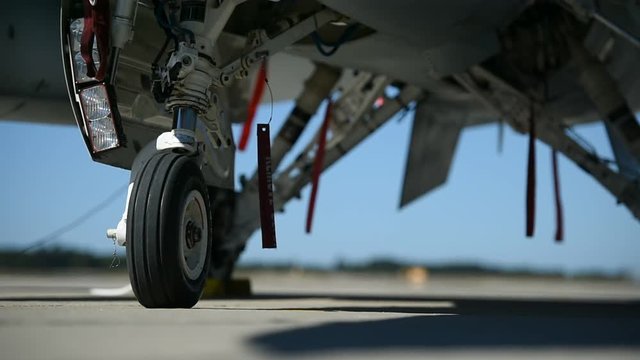 Fighter aircraft detail with landing gear 