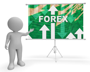 Forex Graph Means Foreign Currency 3d Illustration