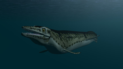 3d illustration of the swimming mosasaur 
