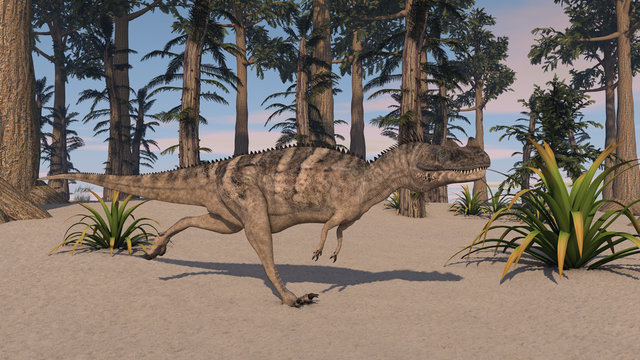 3d illustration of the hunting cerantosaurus