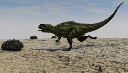 3d illustration of the running yangchuanosaurus