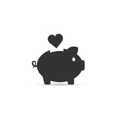 Piggy bank with heart, vector illustration.