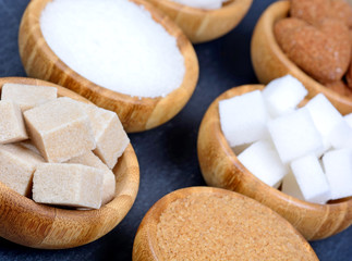 Sugar in a bowls on slate