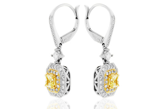joyeria aretes con diamantes y zafiros amarillos , joyas con brillantes blancos