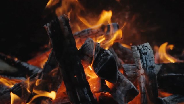 burning wood in a brazier