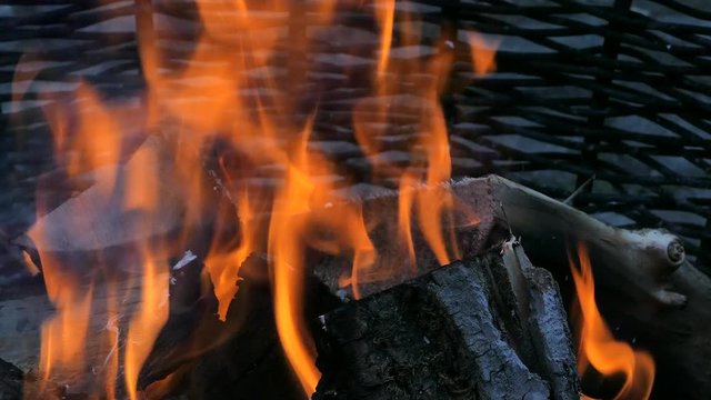 Flames and embers of a camp fire