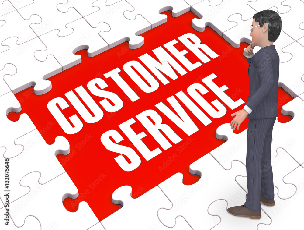 Poster customer service puzzle showing support 3d rendering