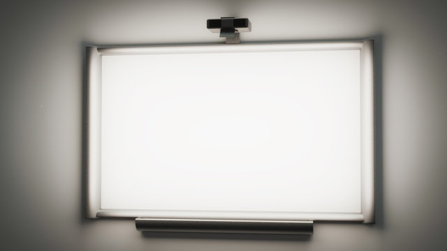 interactive whiteboard with a multimedia projector 3d illustrati