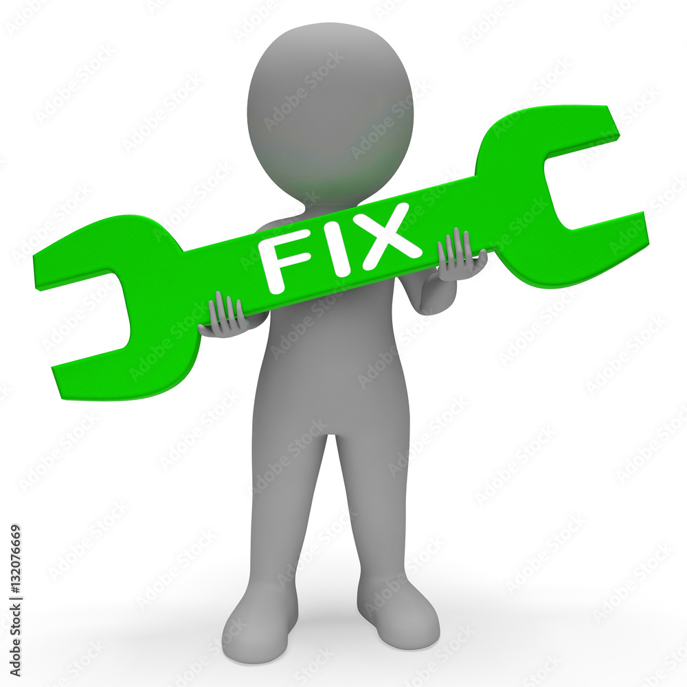 Poster fix spanner indicates mend repairs 3d rendering