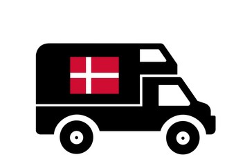 Drapeau du Danemark sur un camping-car