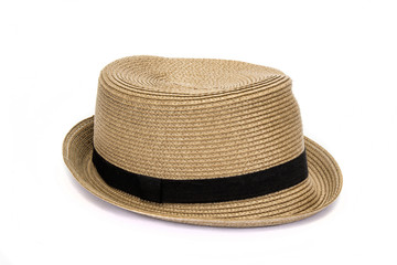 Brown hat on white background