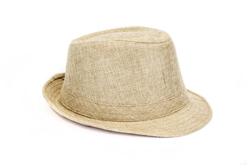 Brown hat on white background