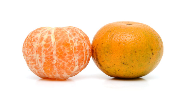 tangerine, clementine or mandarin fruit isolated on white background