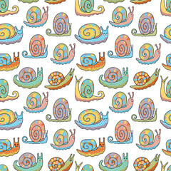 Fanny snails seamless pattern