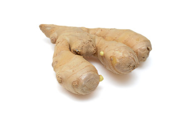 fresh ginger on white background