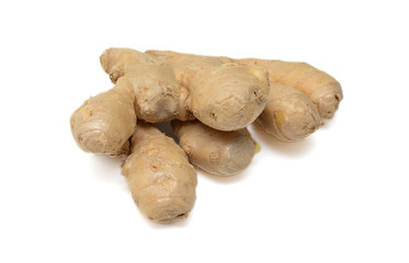 fresh ginger on white background
