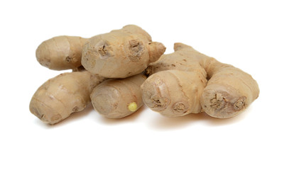 fresh ginger on white background