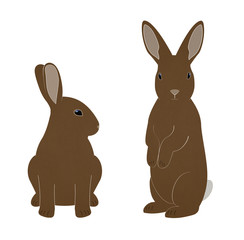 Hasen Icons Farbe - Ostern, Hasen, Kaninchen, zur Seite guckend, m&auml;nnchen