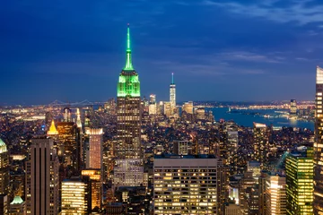 Poster de jardin New York New York City skyline with urban skyscrapers at night