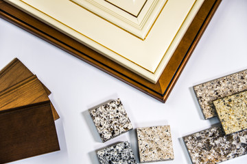 contemporary selections of kitchen design material, color countertop slabs interior decoaration