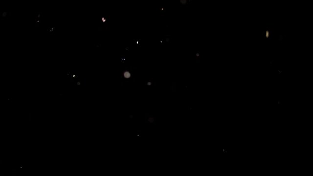 Particles flying on a black background. Colored particles flying erratically.
