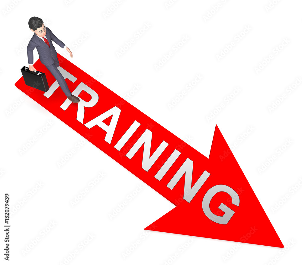 Poster training arrow represents folders correspondence 3d rendering