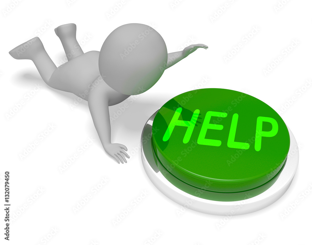Poster help button means online advice 3d rendering