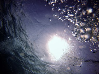 Underwater view of the sun from 60ft below