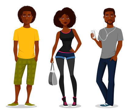 cartoon illustration of young people