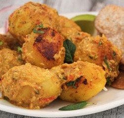 Dum aloo / Potato curry, selective focus