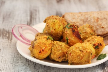 Dum aloo / Potato curry, selective focus