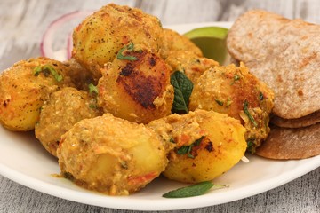 Dum aloo / Potato curry, selective focus