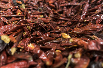 Dried red chile pepper background
