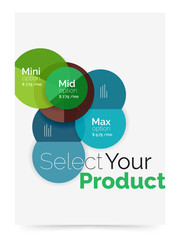 Transparent paper circles with option text