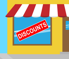 Discounts Sign Indicating Promotional Closeout 3d Illustration