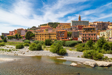 Colorful houses in Ventimiglia, Italy