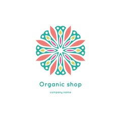 Bright and juicy beautiful circular logo for organic shop, eco product.