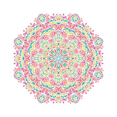 Kaleidoscope big bud. Oriental pattern illustration. Flower background