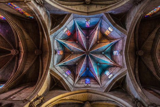 Mallorca Soller Cathedral stained-glass ceiling