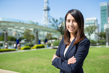Confident businesswoman at Nagoya city