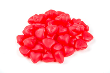 Heart shaped gummy candy isolated on a white background