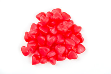 Heart shaped gummy candy isolated on a white background