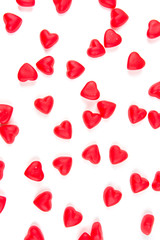 Heart shaped gummy candy isolated on a white background