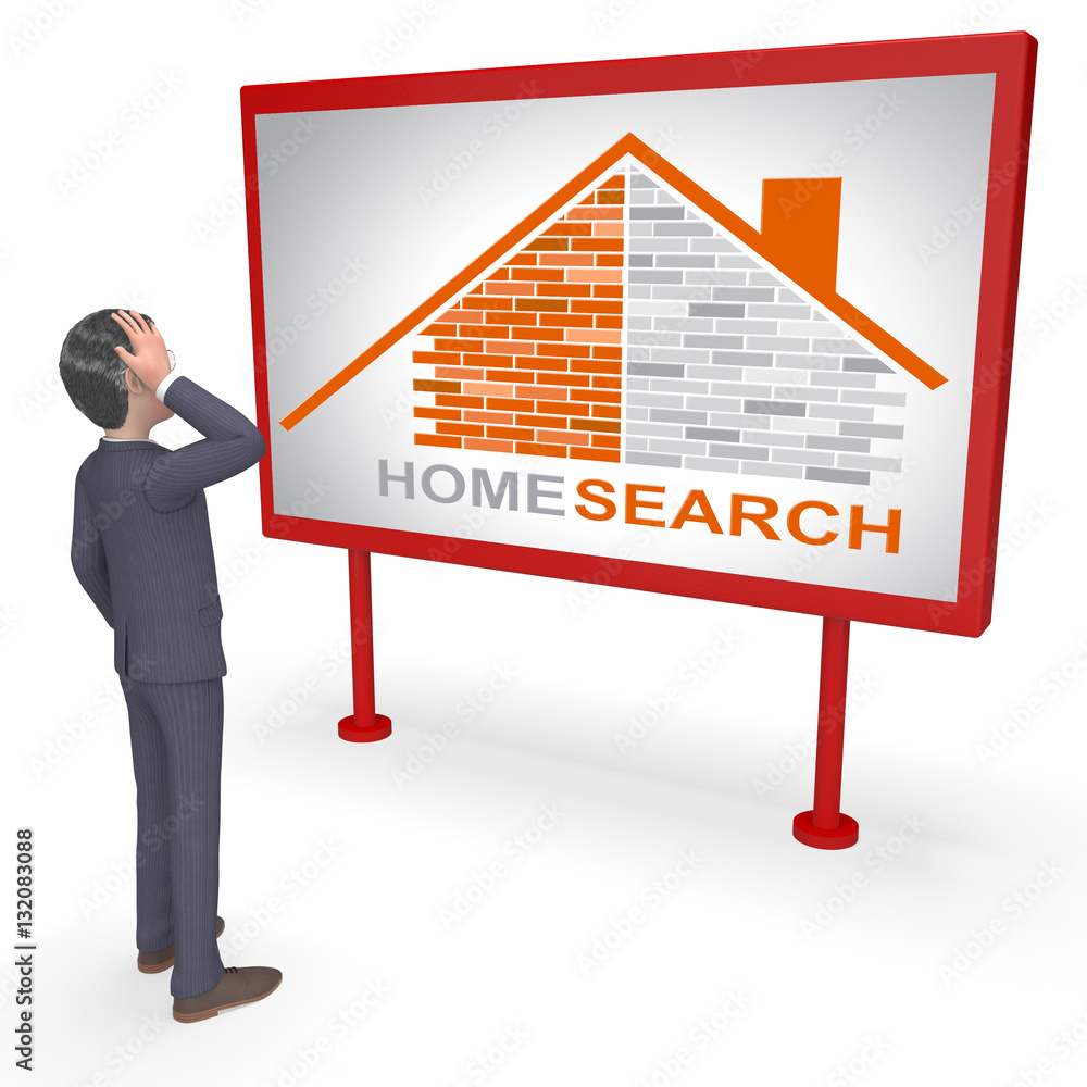 Poster home search means gathering data 3d rendering