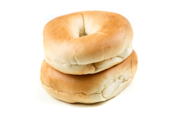 Plain white bagels isolated on a white background