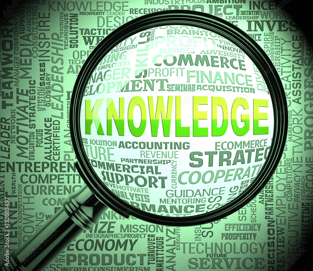 Poster Knowledge Magnifier Indicates Searching Wisdom 3d Rendering