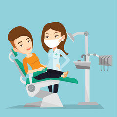Patient and doctor at dentist office.