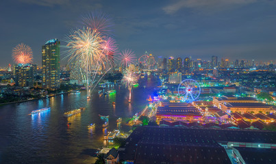 Fireworks at Asiatique The Riverfront, Bangkok, Thailand