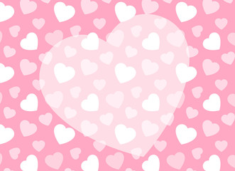 ピンクのハート柄＋ハートのコピースペース　背景素材　バレンタイン　横長