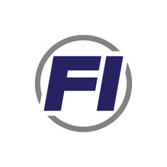 initial letter logo with circle blue grey color